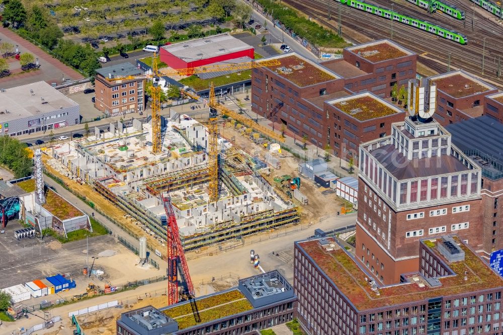 Dortmund from above - Construction site of a student dorm on Emil-Moog-Platz - Benno-Elkan-Allee - Ritterstrasse in Dortmund at Ruhrgebiet in the state North Rhine-Westphalia, Germany