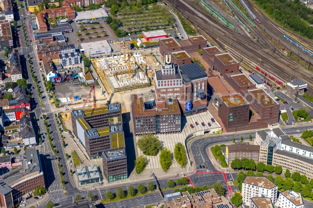 Dortmund from above - Construction site of a student dorm on Emil-Moog-Platz - Benno-Elkan-Allee - Ritterstrasse in Dortmund at Ruhrgebiet in the state North Rhine-Westphalia, Germany