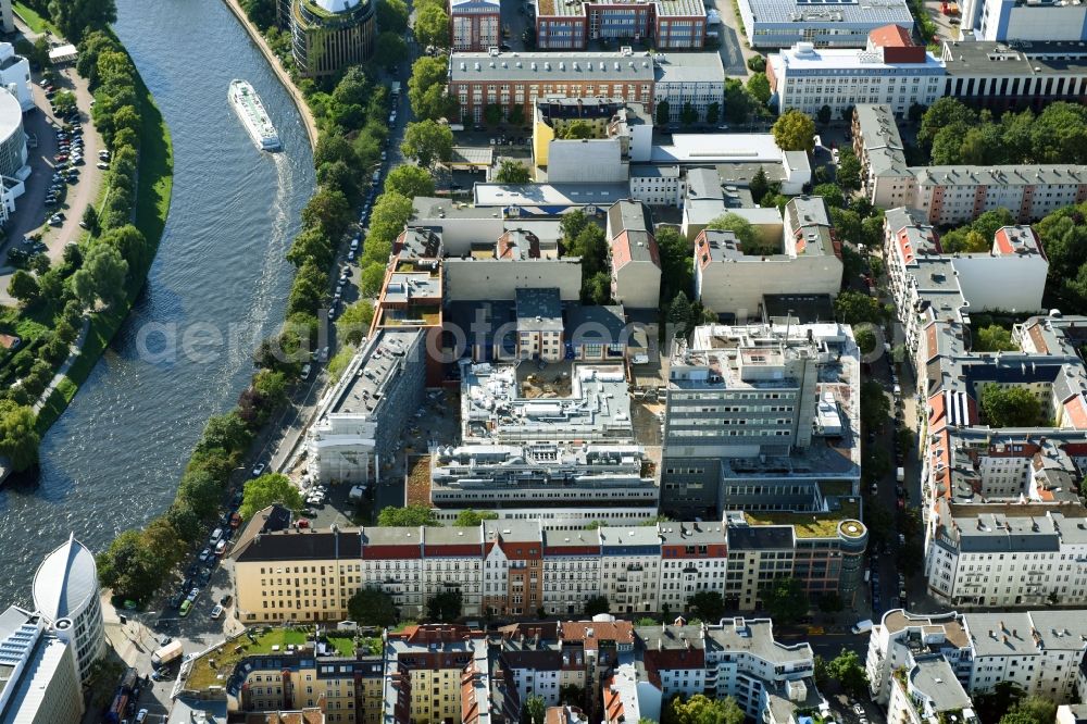 Berlin from the bird's eye view: Construction site of a student dorm along the Kaiserin-Augusta-Allee in Berlin, Germany