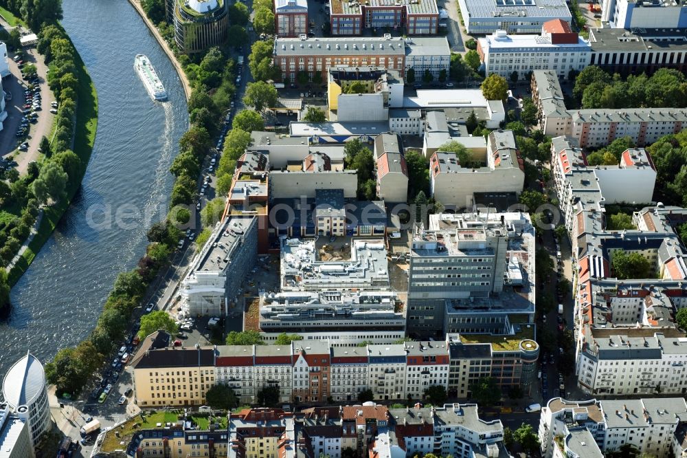 Aerial image Berlin - Construction site of a student dorm along the Kaiserin-Augusta-Allee in Berlin, Germany