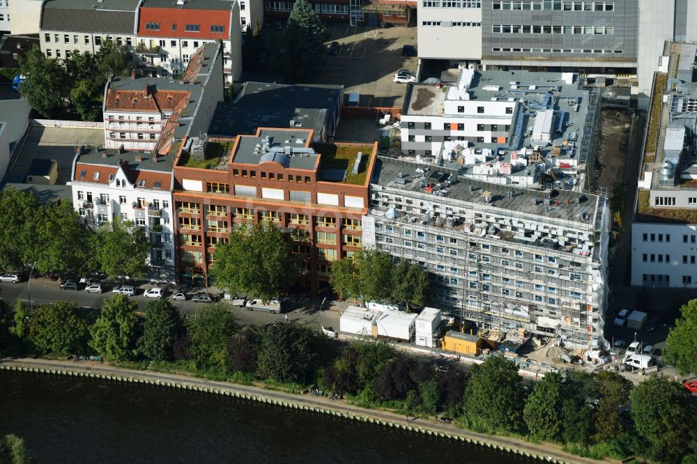 Berlin from above - Construction site of a student dorm along the Kaiserin-Augusta-Allee in Berlin, Germany