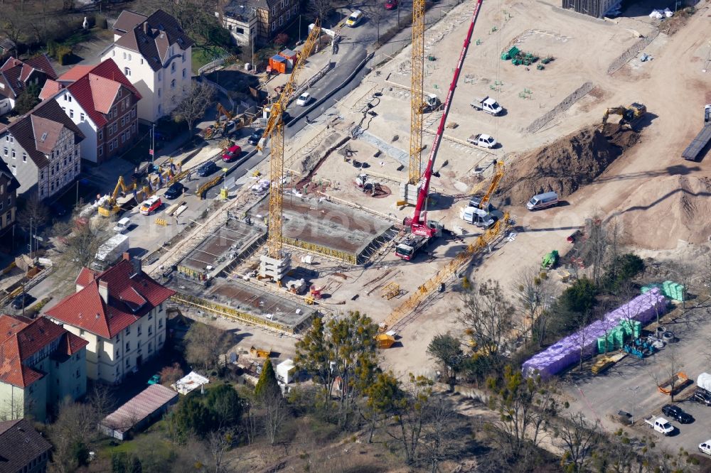 Aerial image Göttingen - Construction site of a student dorm in Goettingen in the state Lower Saxony, Germany