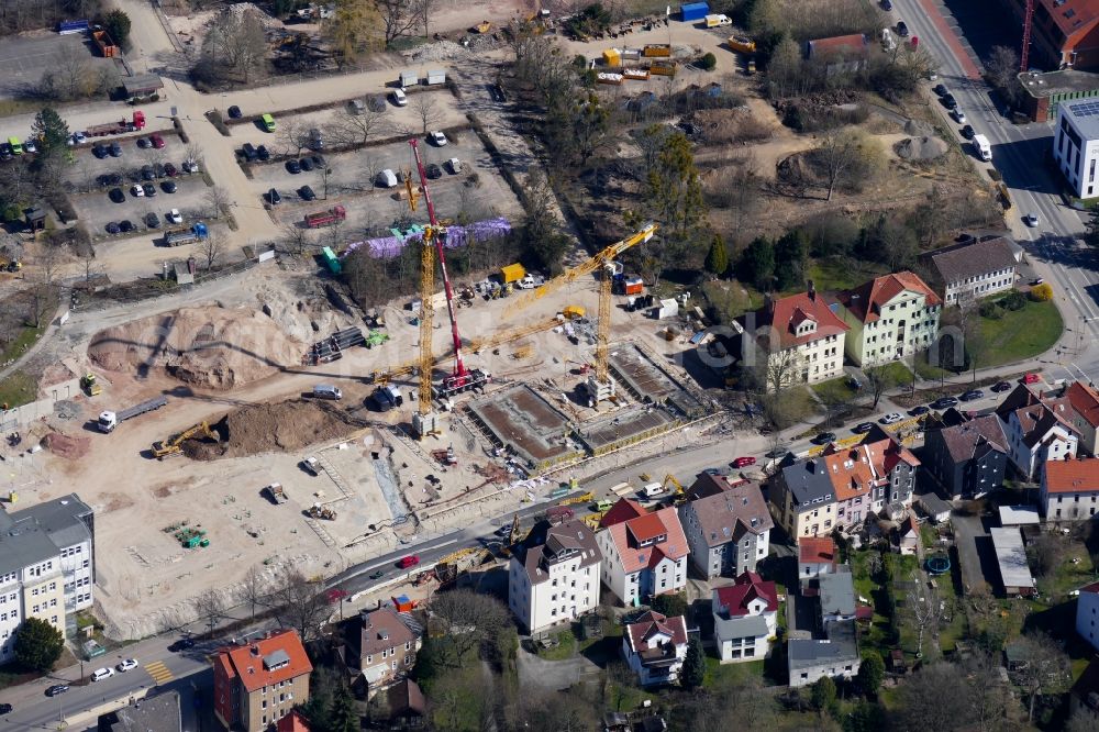 Göttingen from the bird's eye view: Construction site of a student dorm in Goettingen in the state Lower Saxony, Germany