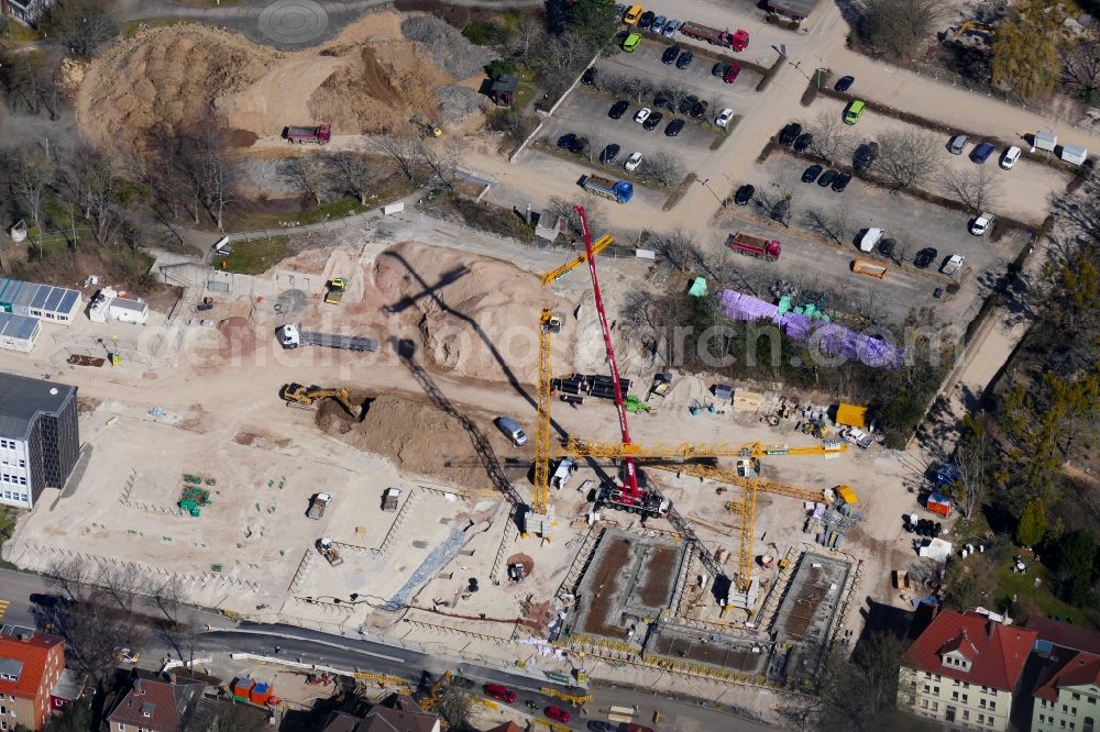 Aerial image Göttingen - Construction site of a student dorm in Goettingen in the state Lower Saxony, Germany