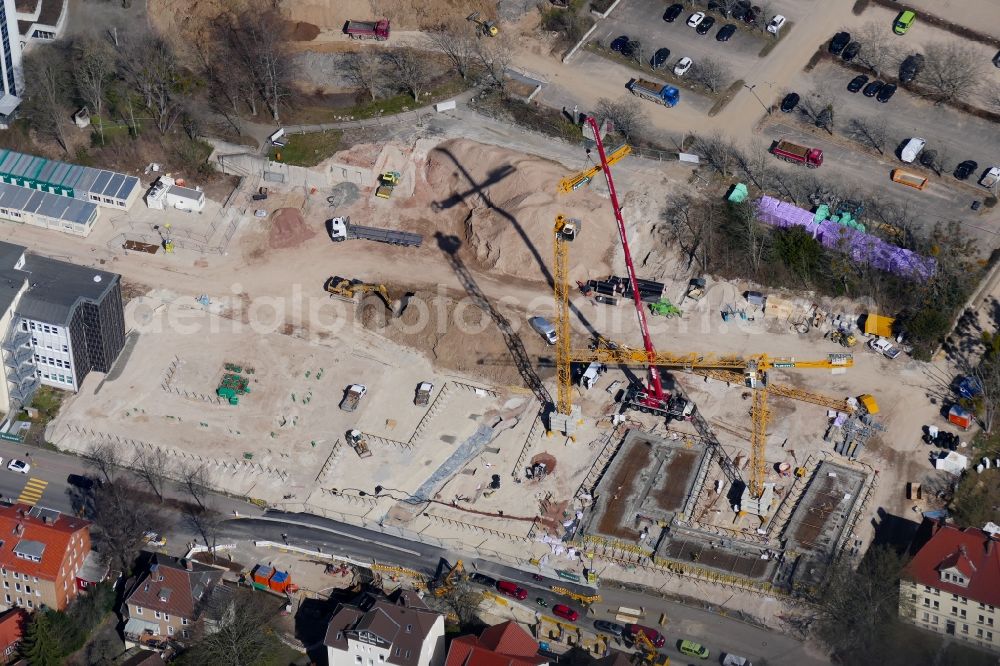 Aerial photograph Göttingen - Construction site of a student dorm in Goettingen in the state Lower Saxony, Germany