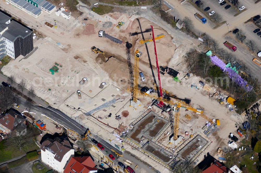 Göttingen from above - Construction site of a student dorm in Goettingen in the state Lower Saxony, Germany