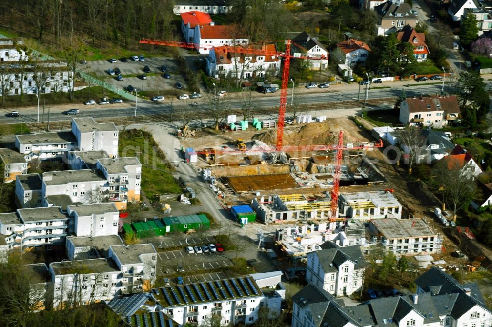 Darmstadt from the bird's eye view: Construction site of a student dorm on Nieder-Ramstaedter Strasse in the district Darmstadt-Bessungen in Darmstadt in the state Hesse, Germany