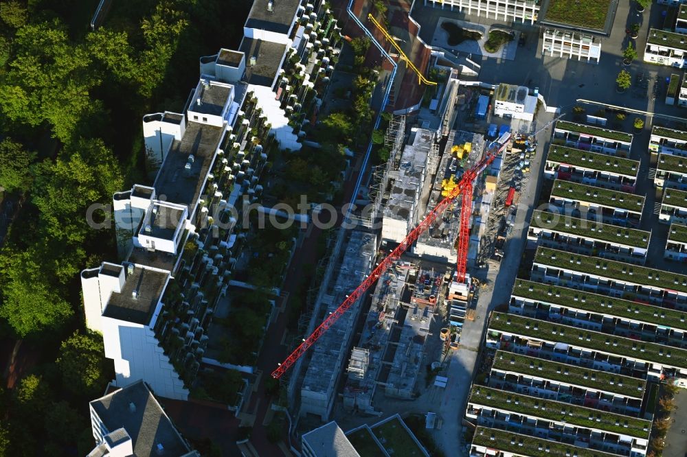 Aerial photograph München - Construction site of a student dorm Olympisches Dorf on Connollystrasse in the district Milbertshofen-Am Hart in Munich in the state Bavaria, Germany