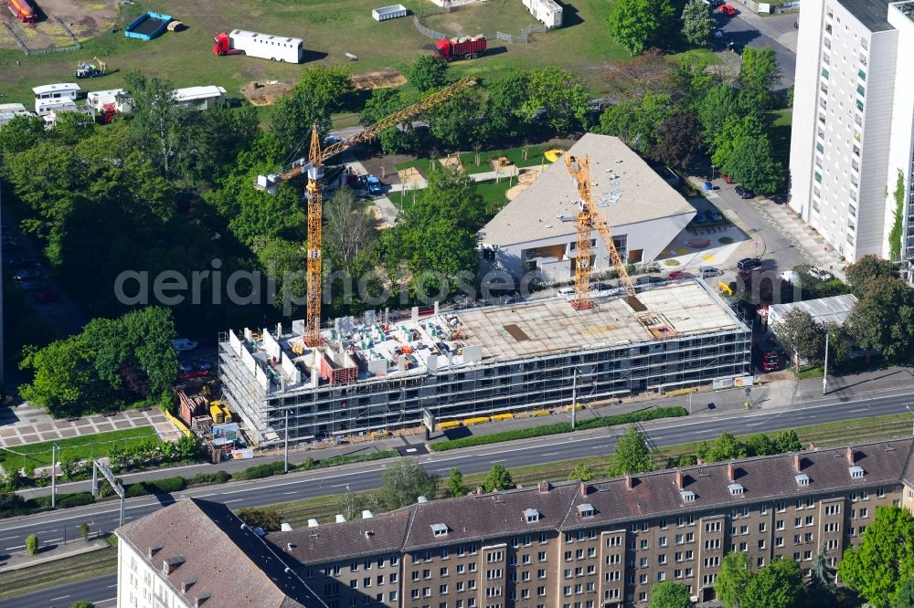 Aerial photograph Dresden - Construction site of a student dorm on Grunaer Strasse in the district Suedvorstadt-Ost in Dresden in the state Saxony, Germany