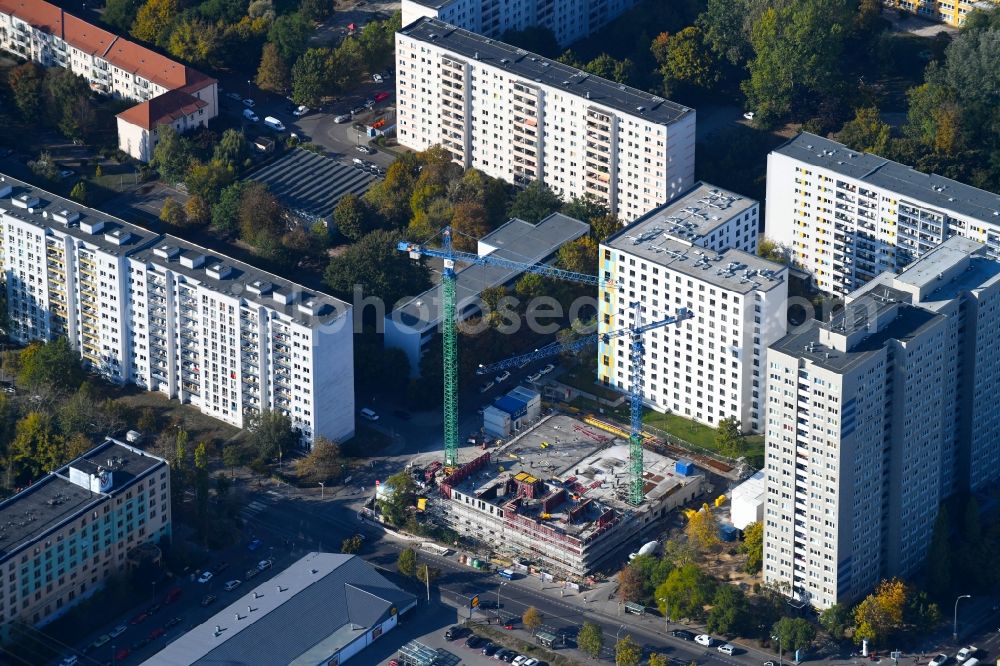 Berlin from the bird's eye view: Construction site of a student dorm on Storkower Strasse corner Alfred-Jung-Strasse in the district Lichtenberg in Berlin, Germany