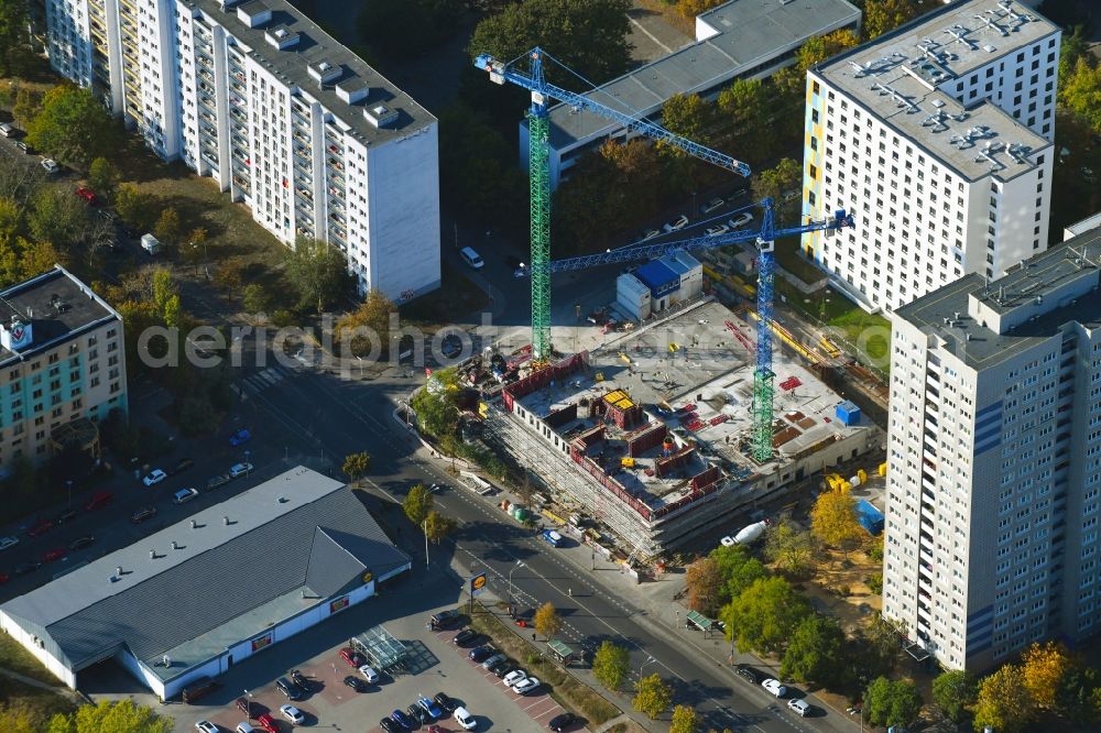 Aerial photograph Berlin - Construction site of a student dorm on Storkower Strasse corner Alfred-Jung-Strasse in the district Lichtenberg in Berlin, Germany