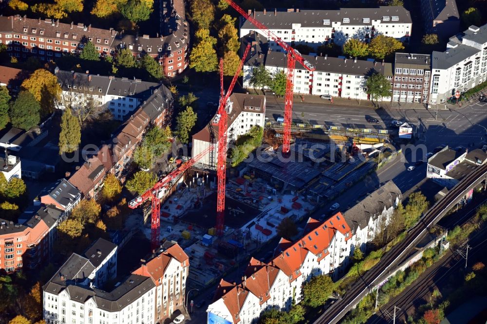 Aerial image Hamburg - Construction site of a student dorm on Stresemannstrasse - Oeverseestrasse in the district Altona in Hamburg, Germany