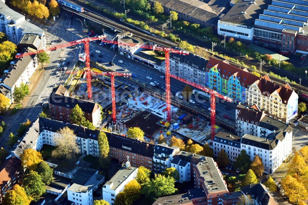 Aerial photograph Hamburg - Construction site of a student dorm on Stresemannstrasse - Oeverseestrasse in the district Altona in Hamburg, Germany