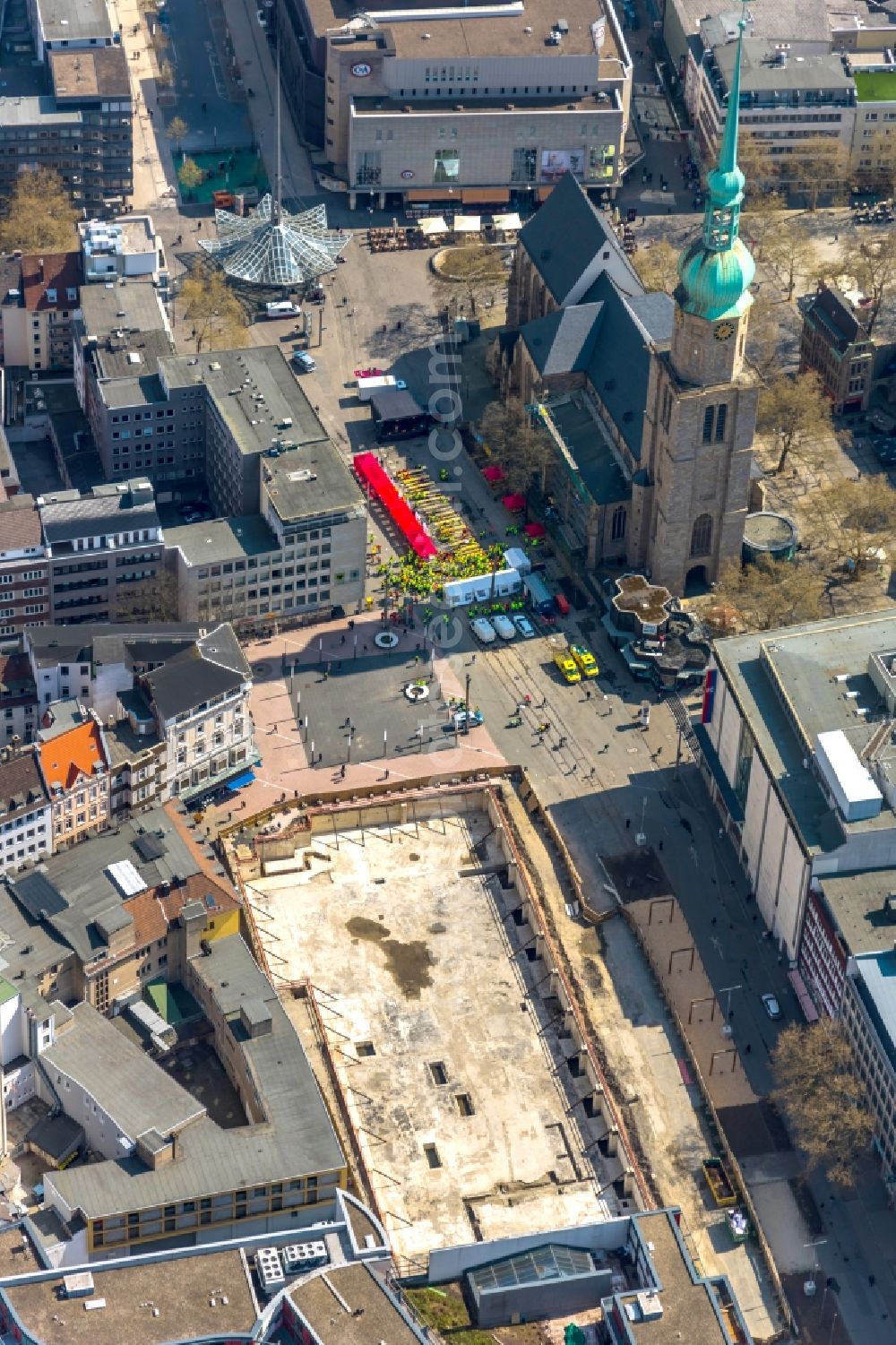 Aerial image Dortmund - Construction site of a student dorm Studentenwohnhaus BaseCamp on Kampstrasse in Dortmund in the state North Rhine-Westphalia, Germany