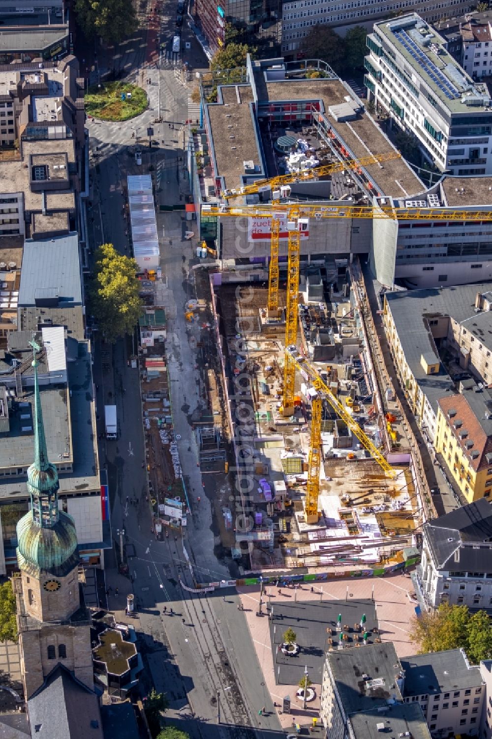 Dortmund from above - Construction site of a student dorm Studentenwohnhaus BaseCamp on Kampstrasse in Dortmund in the state North Rhine-Westphalia, Germany