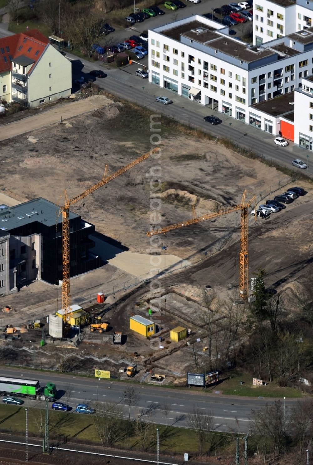 Potsdam from above - Construction site of a student dorm of Terpe Bau GmbH in the district Innenstadt in Potsdam in the state Brandenburg