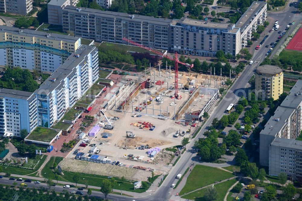 Aerial image Berlin - Construction site for the new building of a supermarket of EDEKA ZENTRALE AG & Co. KG on Siriusstrasse in Berlin, Germany