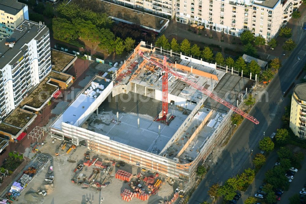 Aerial image Berlin - Construction site for the new building of a supermarket of EDEKA ZENTRALE AG & Co. KG on Siriusstrasse in Berlin, Germany