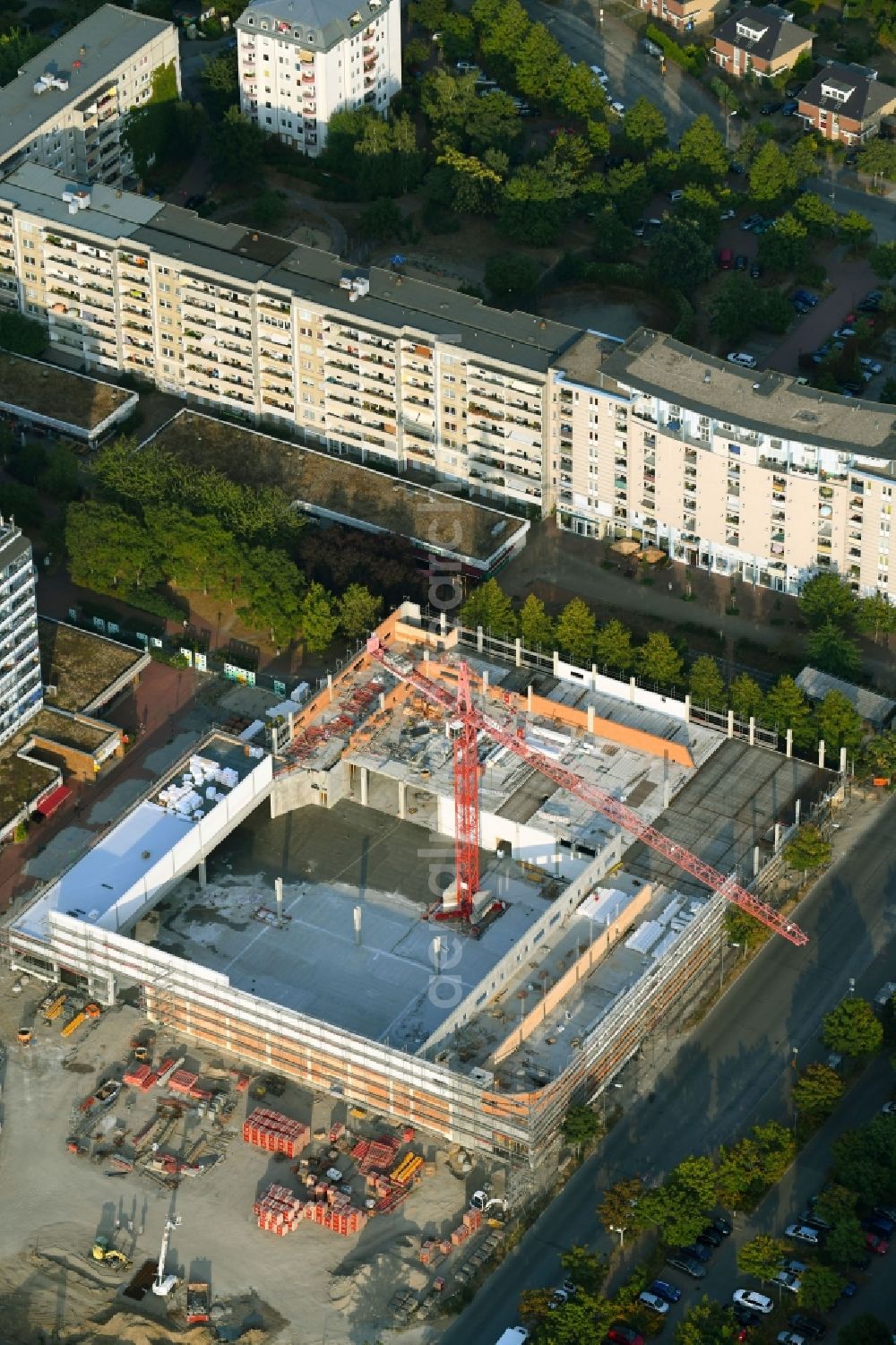 Aerial photograph Berlin - Construction site for the new building of a supermarket of EDEKA ZENTRALE AG & Co. KG on Siriusstrasse in Berlin, Germany