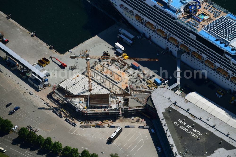 Aerial image Kiel - Construction site for second terminal building for cruise passengers in the district Mitte in Kiel in the state Schleswig-Holstein, Germany