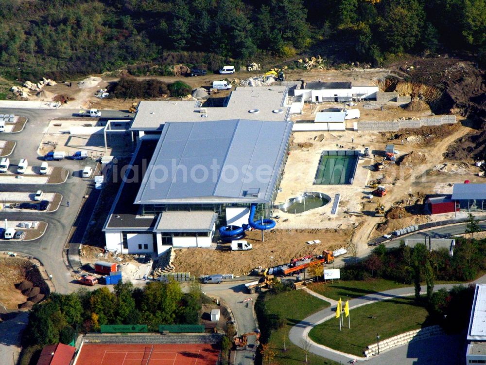 Aerial image Burglengenfeld - Construction for the new building of the spa and swimming pool at the swimming pool of Recreation Bulmare Im Naabtalpark in Burglengenfeld in the state Bavaria, Germany