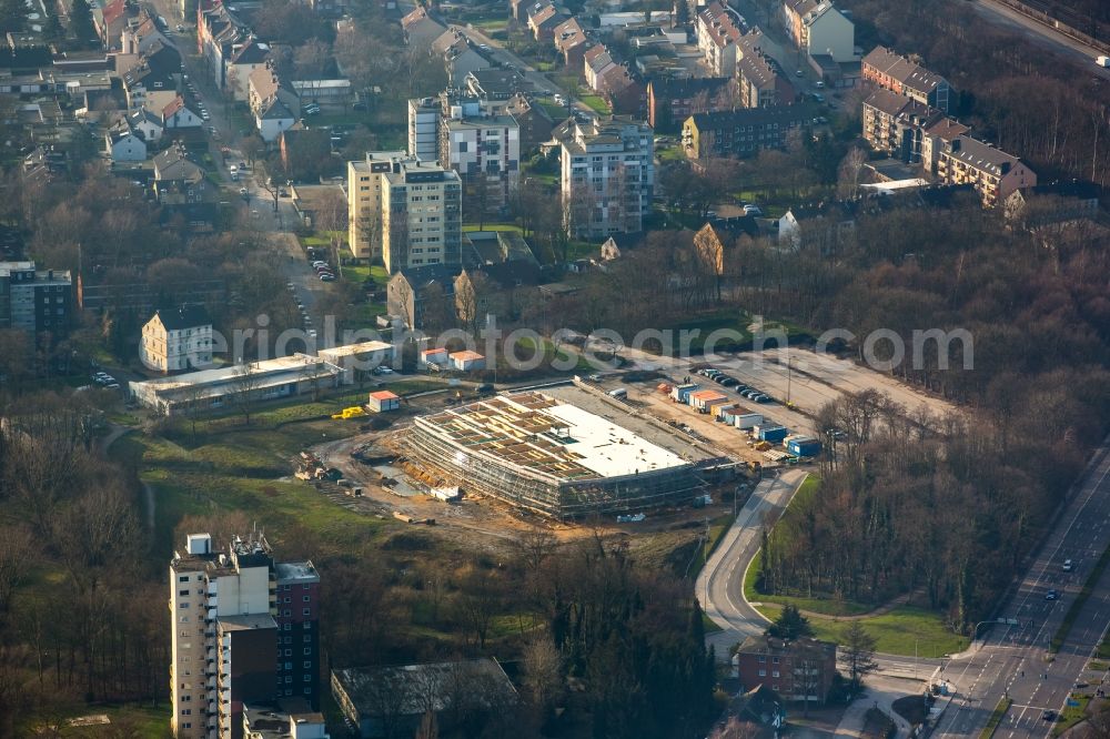 Aerial image Herne - Construction for the new building of the spa and swimming pool at the swimming pool of Recreation Freizeitbades Wananas der Herner Baedergesellschaft in Herne in the state North Rhine-Westphalia