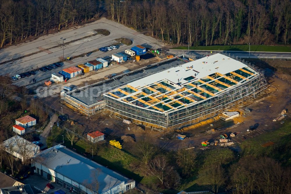 Aerial image Herne - Construction for the new building of the spa and swimming pool at the swimming pool of Recreation Freizeitbades Wannanas der Herner Baedergesellschaft in Herne in the state North Rhine-Westphalia