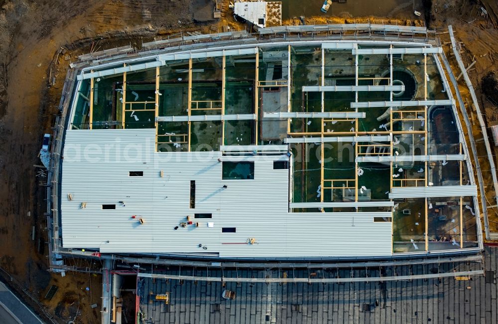 Aerial image Herne - Construction for the new building of the spa and swimming pool at the swimming pool of Recreation Freizeitbades Wannanas der Herner Baedergesellschaft in Herne in the state North Rhine-Westphalia