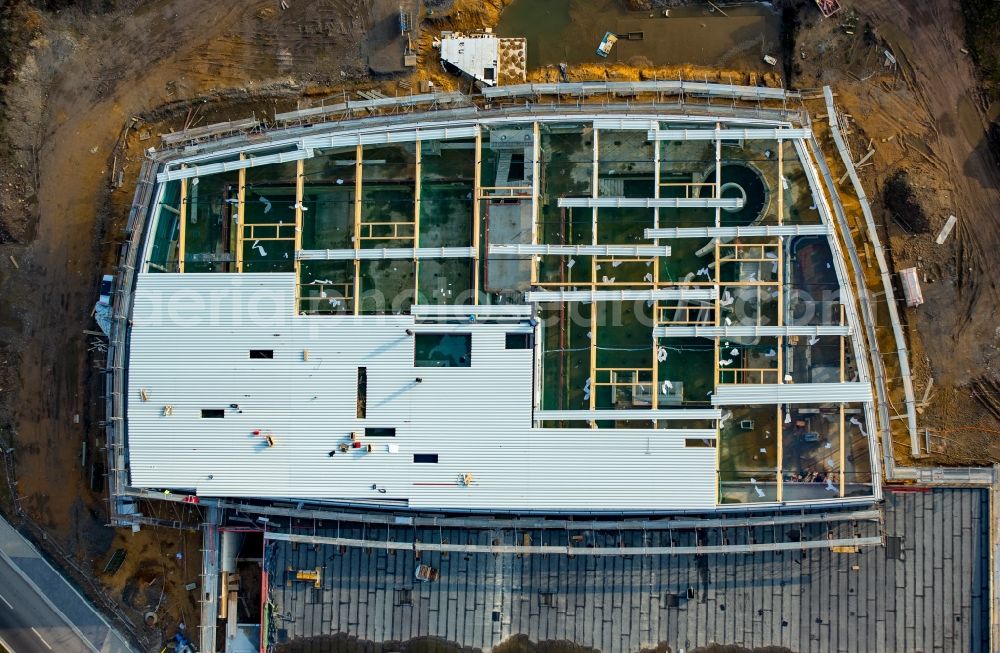 Herne from above - Construction for the new building of the spa and swimming pool at the swimming pool of Recreation Freizeitbades Wannanas der Herner Baedergesellschaft in Herne in the state North Rhine-Westphalia