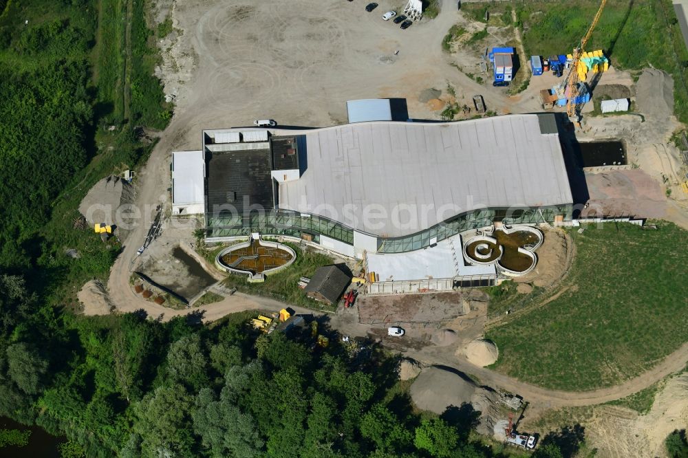 Aerial image Werder (Havel) - Construction for the new building of the spa and swimming pool at the swimming pool of Recreation Havel-Therme Zum Grossen Zernsee in Werder (Havel) in the state Brandenburg, Germany