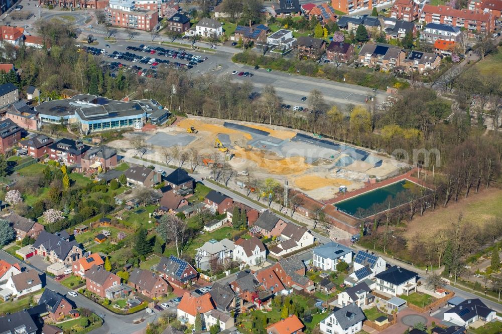 Werne from above - Construction for the new building of the spa and swimming pool at the swimming pool of Recreation Natur-Solebad Werne GmbH in Werne in the state North Rhine-Westphalia