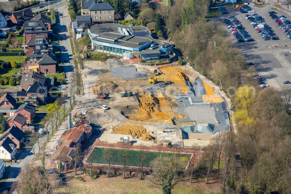 Aerial image Werne - Construction for the new building of the spa and swimming pool at the swimming pool of Recreation Natur-Solebad Werne GmbH in Werne in the state North Rhine-Westphalia