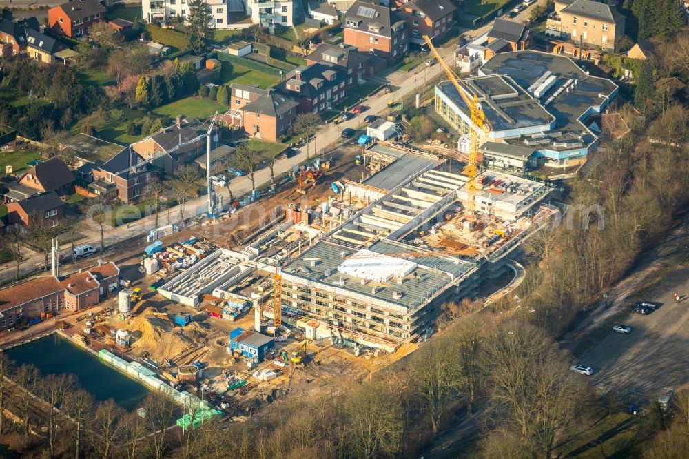 Aerial image Werne - Construction for the new building of the spa and swimming pool at the swimming pool of Recreation Natur-Solebad Werne GmbH in Werne in the state North Rhine-Westphalia