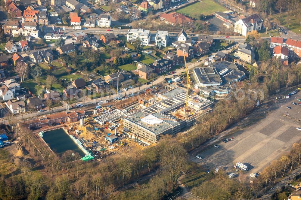 Aerial photograph Werne - Construction for the new building of the spa and swimming pool at the swimming pool of Recreation Natur-Solebad Werne GmbH in Werne in the state North Rhine-Westphalia