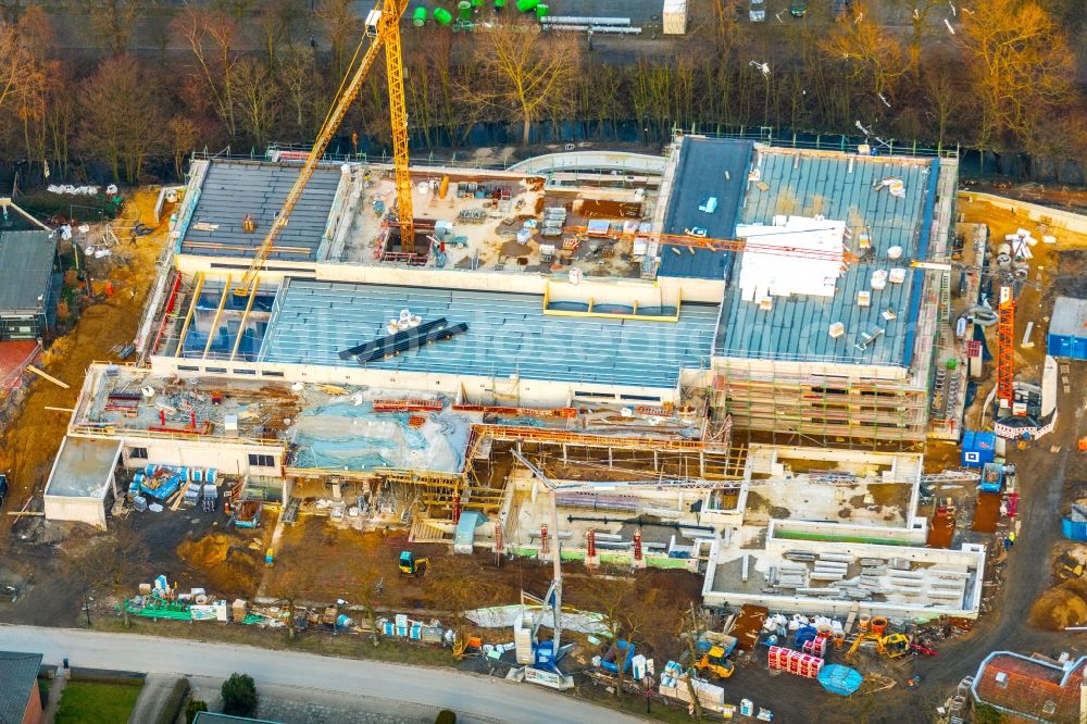 Aerial photograph Werne - Construction for the new building of the spa and swimming pool at the swimming pool of Recreation Natur-Solebad Werne GmbH in Werne in the state North Rhine-Westphalia