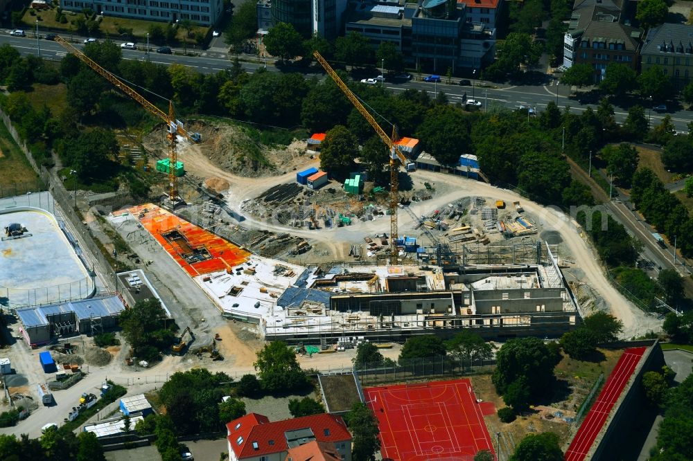 Würzburg from the bird's eye view: Construction for the new building of the spa and swimming pool at the swimming pool of Recreation Nautilandbad in the district Zellerau in Wuerzburg in the state Bavaria, Germany