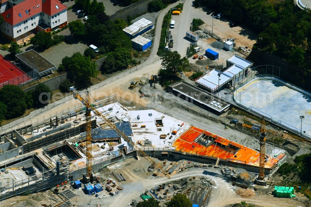 Aerial photograph Würzburg - Construction for the new building of the spa and swimming pool at the swimming pool of Recreation Nautilandbad in the district Zellerau in Wuerzburg in the state Bavaria, Germany