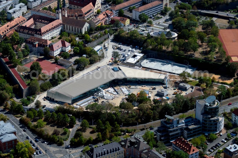 Aerial photograph Würzburg - Construction for the new building of the spa and swimming pool at the swimming pool of Recreation Nautilandbad in the district Zellerau in Wuerzburg in the state Bavaria, Germany