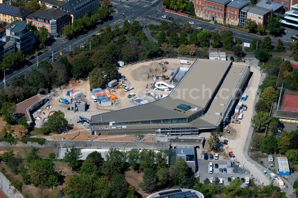 Würzburg from above - Construction for the new building of the spa and swimming pool at the swimming pool of Recreation Nautilandbad in the district Zellerau in Wuerzburg in the state Bavaria, Germany