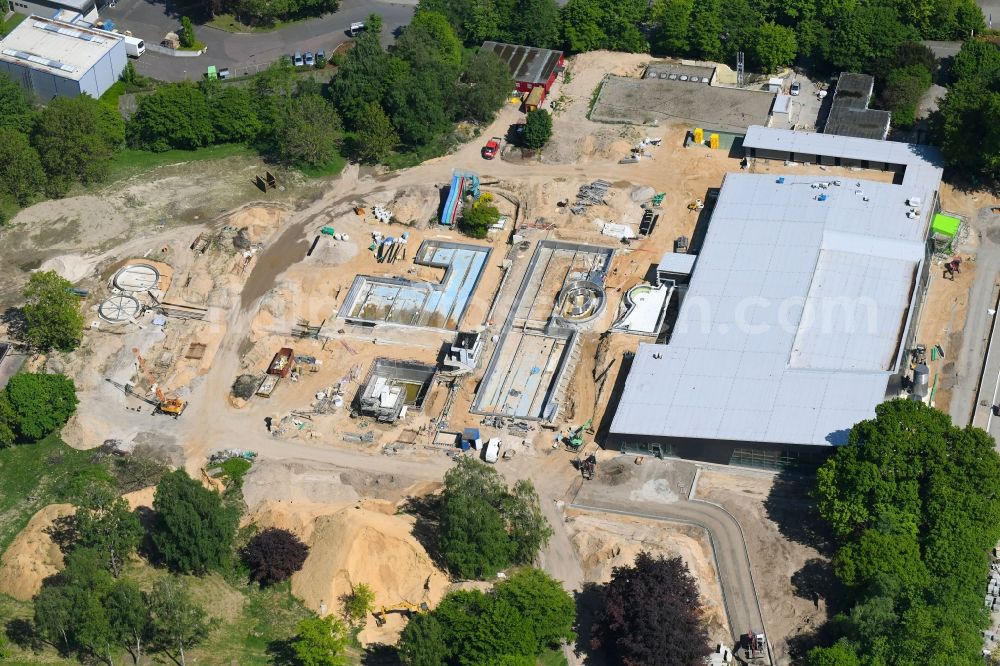 Aerial image Kleve - Construction for the new building of the spa and swimming pool at the swimming pool of Recreation Sternbuschbad Am Freudenberg in Kleve in the state North Rhine-Westphalia, Germany