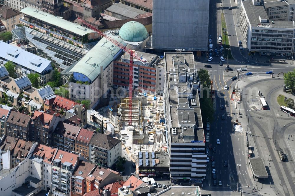 Nürnberg from the bird's eye view: New construction of a parking deck underground car park on Gostenhofer Schulgasse in Nuremberg in the state Bavaria, Germany