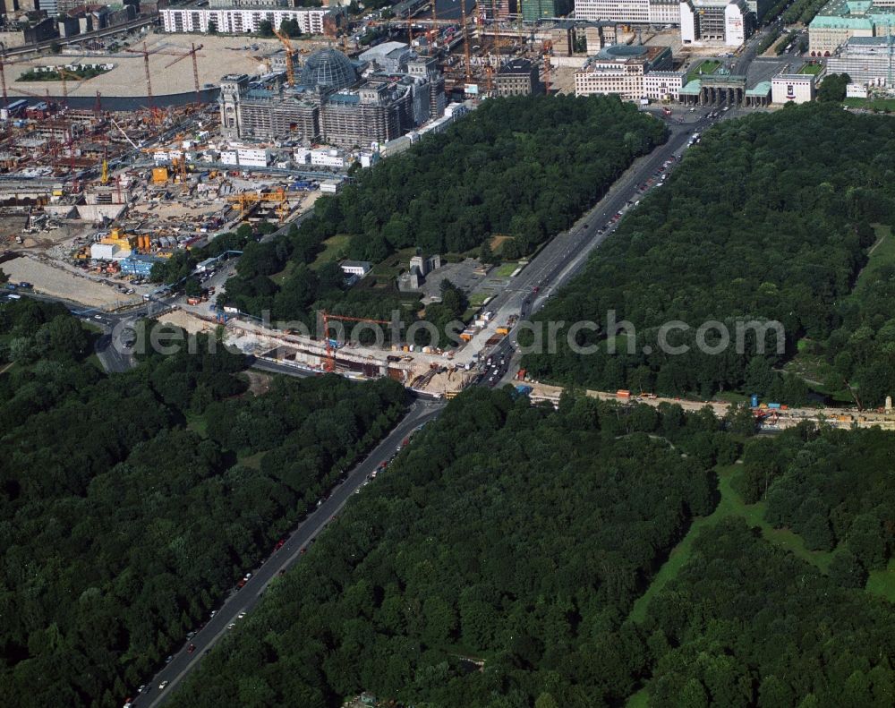 Aerial image Berlin - Construction site for the new building of the tunnel system Tiergartentunnel in Berlin