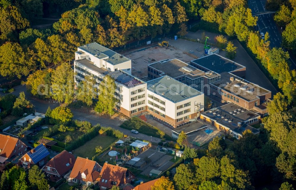 Aerial photograph Werne - Construction site for the new building of the gym at the Freiherr-vom-Stein Berufskolleg in the district Ruhr Metropolitan Area in Werne in the state North Rhine-Westphalia