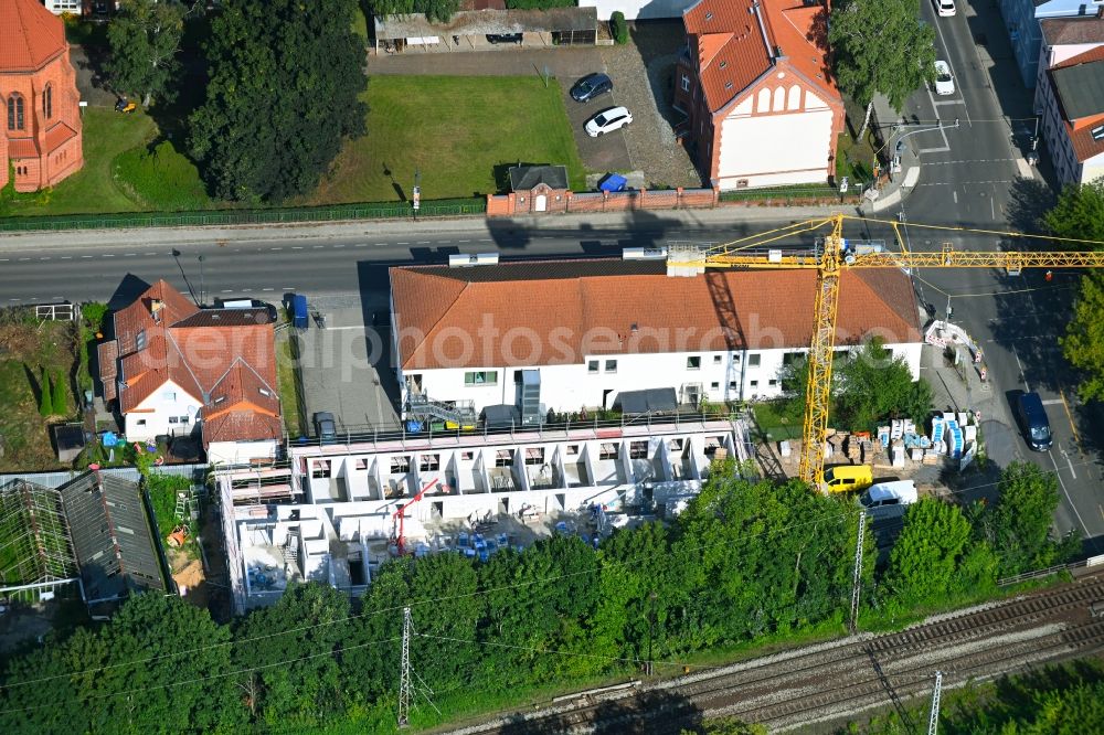 Aerial image Bernau - Construction site for the new building on Ulitzkastrasse in Bernau in the state Brandenburg, Germany