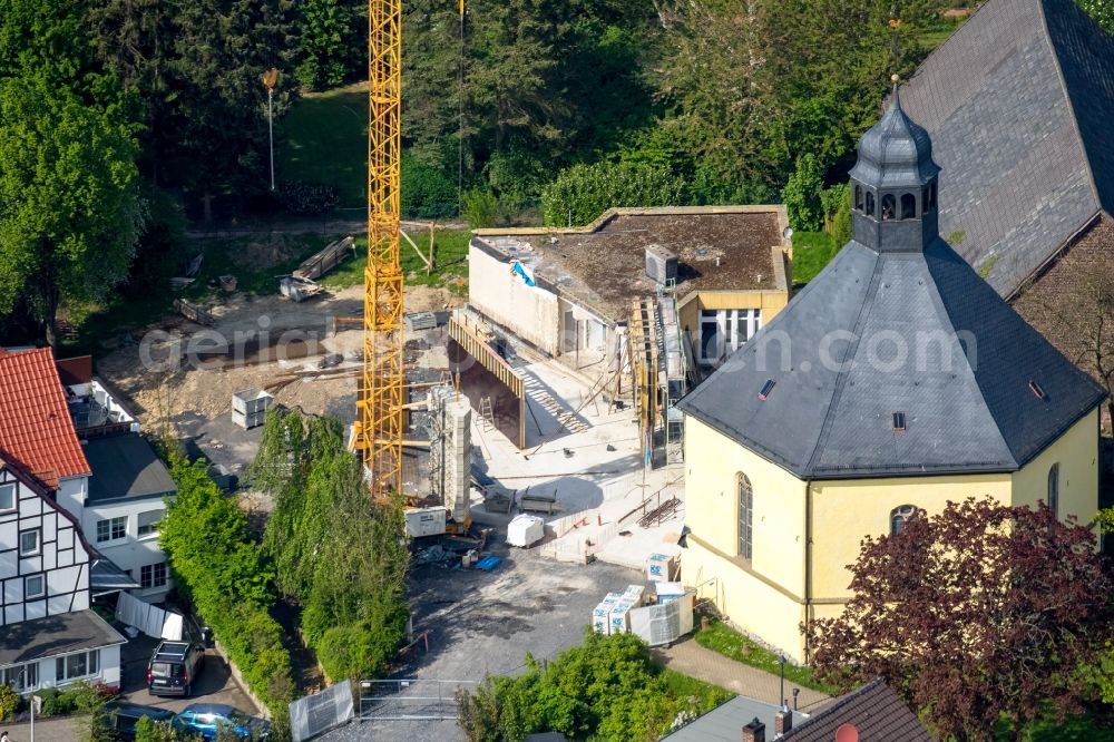 Aerial photograph Rhynern - Construction site for the new building of Kindergarten on church in Rhynern in the state North Rhine-Westphalia