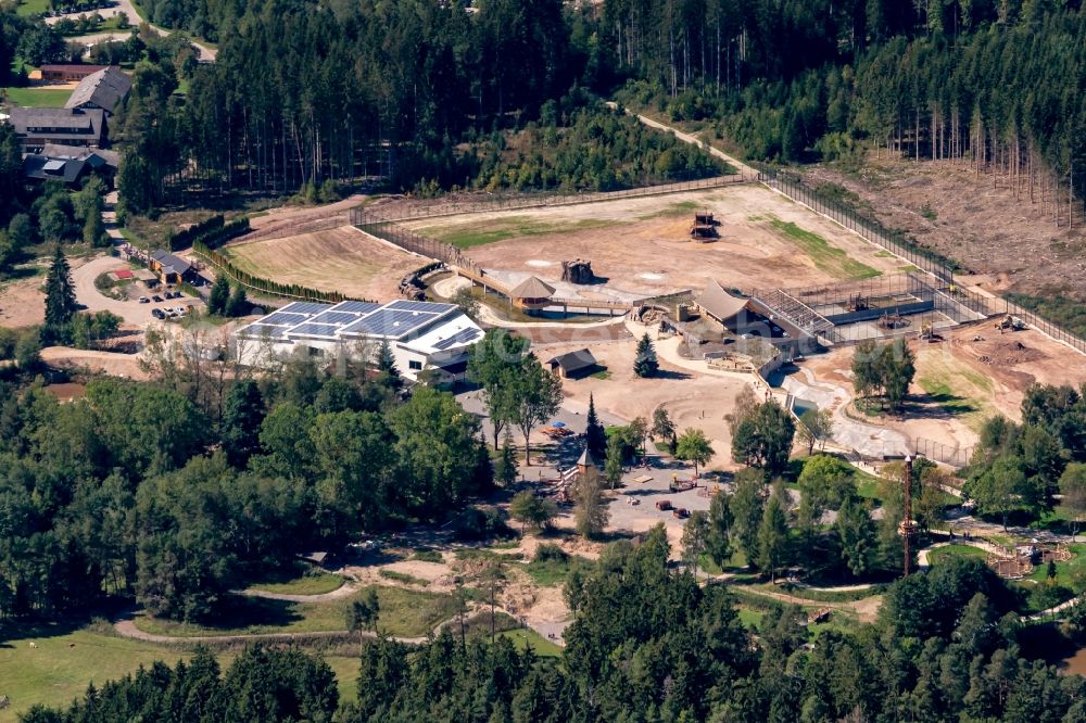 Aerial image Löffingen - Construction site for the new building and Umbau of Wildpark Gelaenof tatzmania in Loeffingen in the state Baden-Wurttemberg, Germany