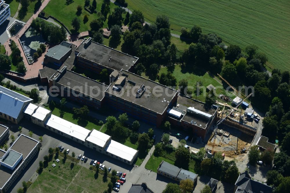 Osnabrück from the bird's eye view: Construction site for the new building of an academic building at Campus Westerberg in Osnabrueck in the state of Lower Saxony