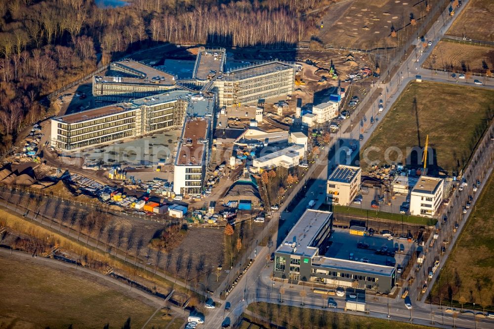 Aerial image Dortmund - New construction of the company administration building AMPRION in Phoenix-West Industriegebiet and TechnologiePark Dortmand in the district Hoerde in Dortmund in the state North Rhine-Westphalia, Germany