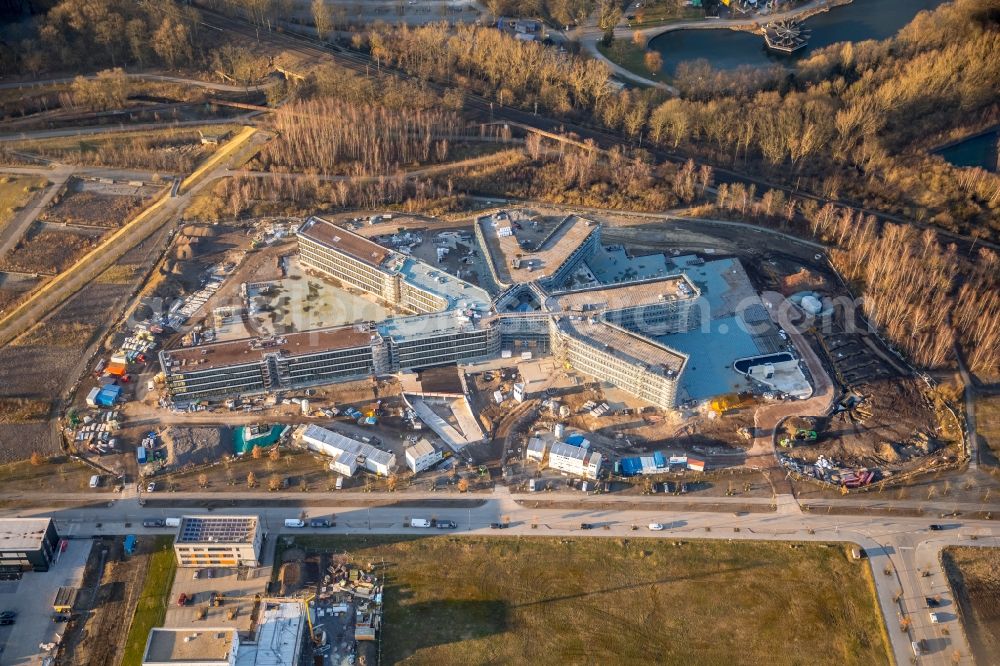 Dortmund from above - New construction of the company administration building AMPRION in Phoenix-West Industriegebiet and TechnologiePark Dortmand in the district Hoerde in Dortmund in the state North Rhine-Westphalia, Germany