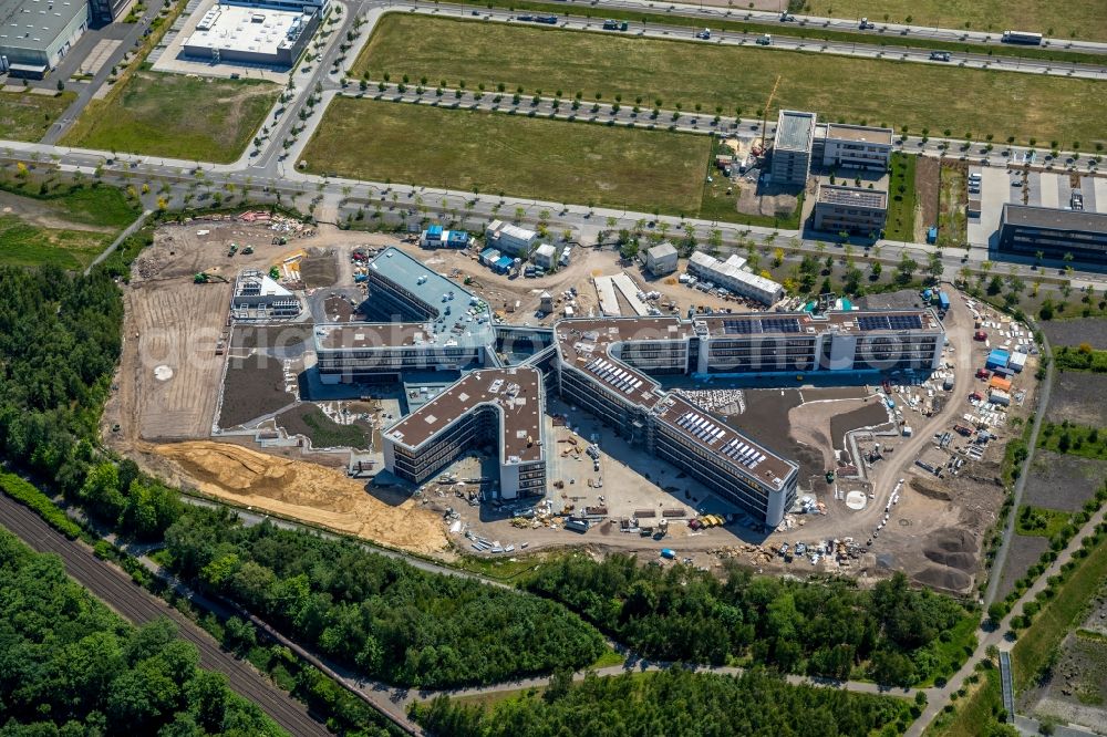 Aerial image Dortmund - New construction of the company administration building AMPRION in Phoenix-West Industriegebiet and TechnologiePark Dortmand in the district Hoerde in Dortmund in the state North Rhine-Westphalia, Germany